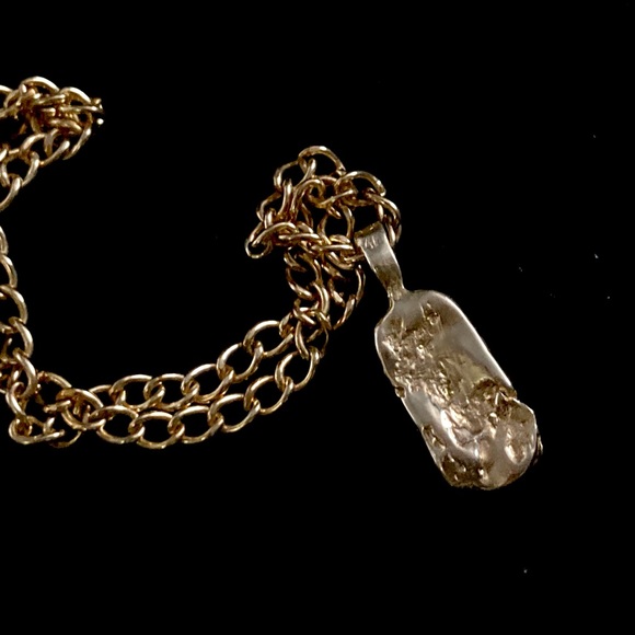 14K Yellow Gold Estate Diamond Nugget Pendant 12K GF Chain - Picture 5 of 12